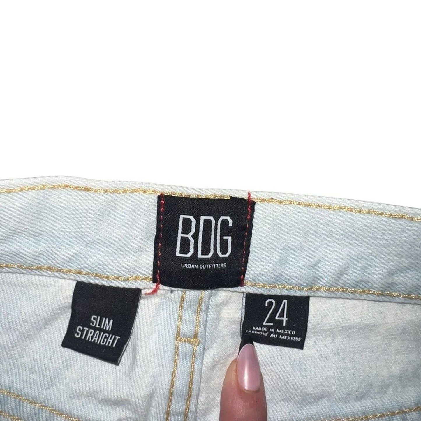 BDG Size 24 Super Light Wash Slim Straight Jeans with Raw Hem