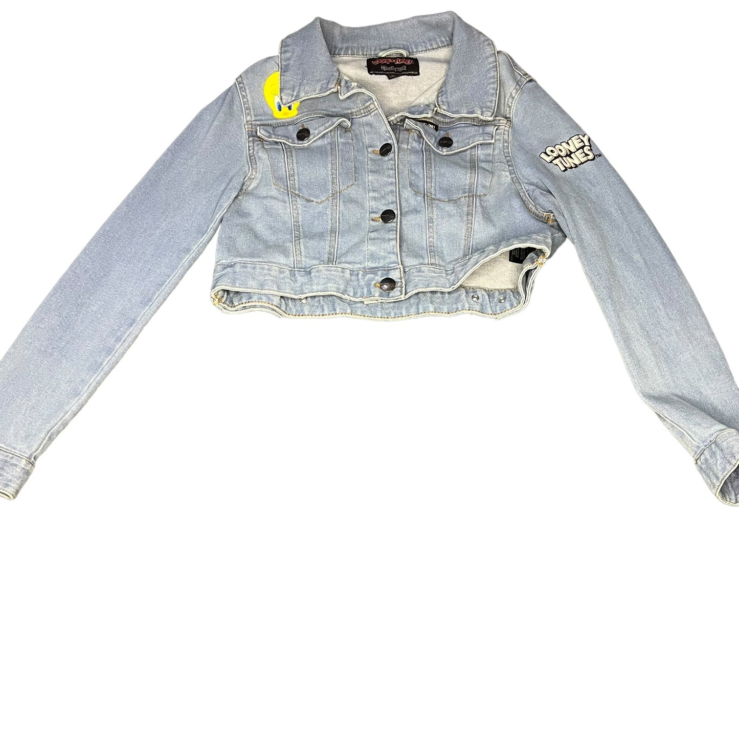 Looney Tunes Members Only Women's Medium Denim Painted Cropped Jacket