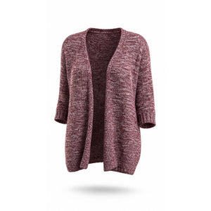 CJ Banks Cardigan Sweater Womens 3XL Burgundy White Marled