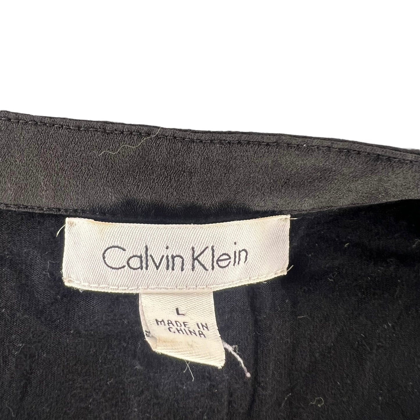 Calvin Klein Women's Large Sleeveless Button-Up Top Black Casual Semi-Formal