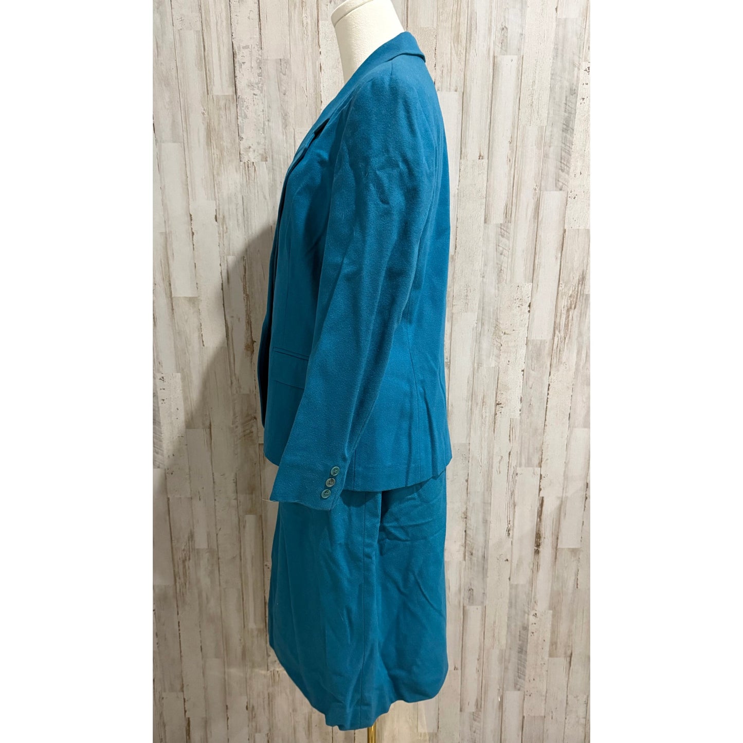 Pendleton Vintage Skirt Suit Womens 12 Teal Blue Green Blazer & Pencil Skirt