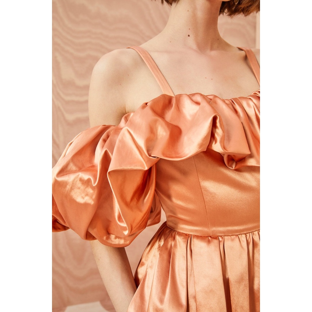 NWT Ulla Johnson Women's Lelita Off Shoulder Midi Dress Size 8 Copper
