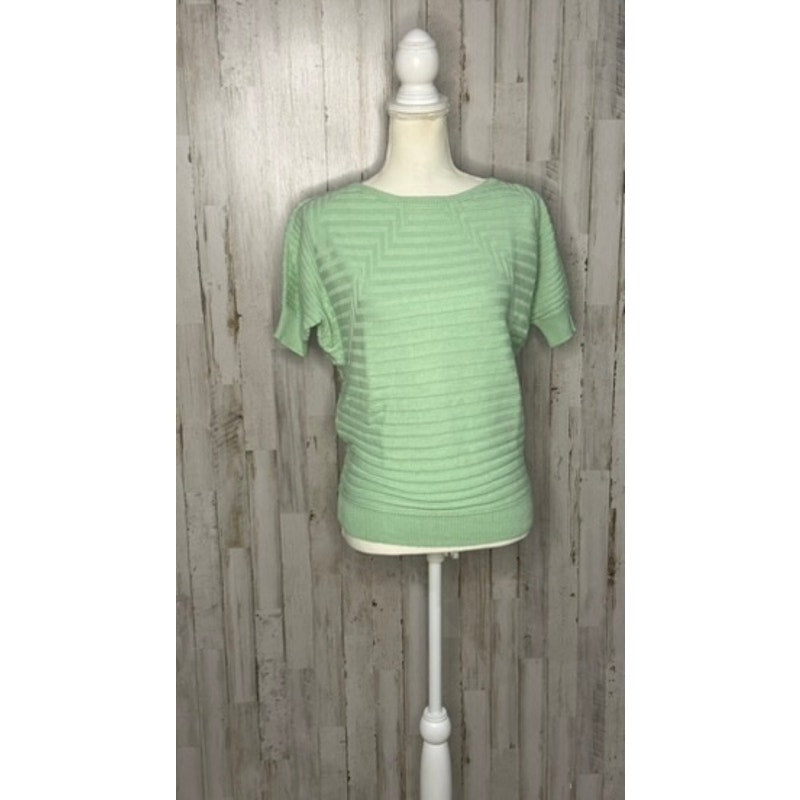 DKNY Women's XS Mint Green Geometric Short Sleeve Pullover Sweater