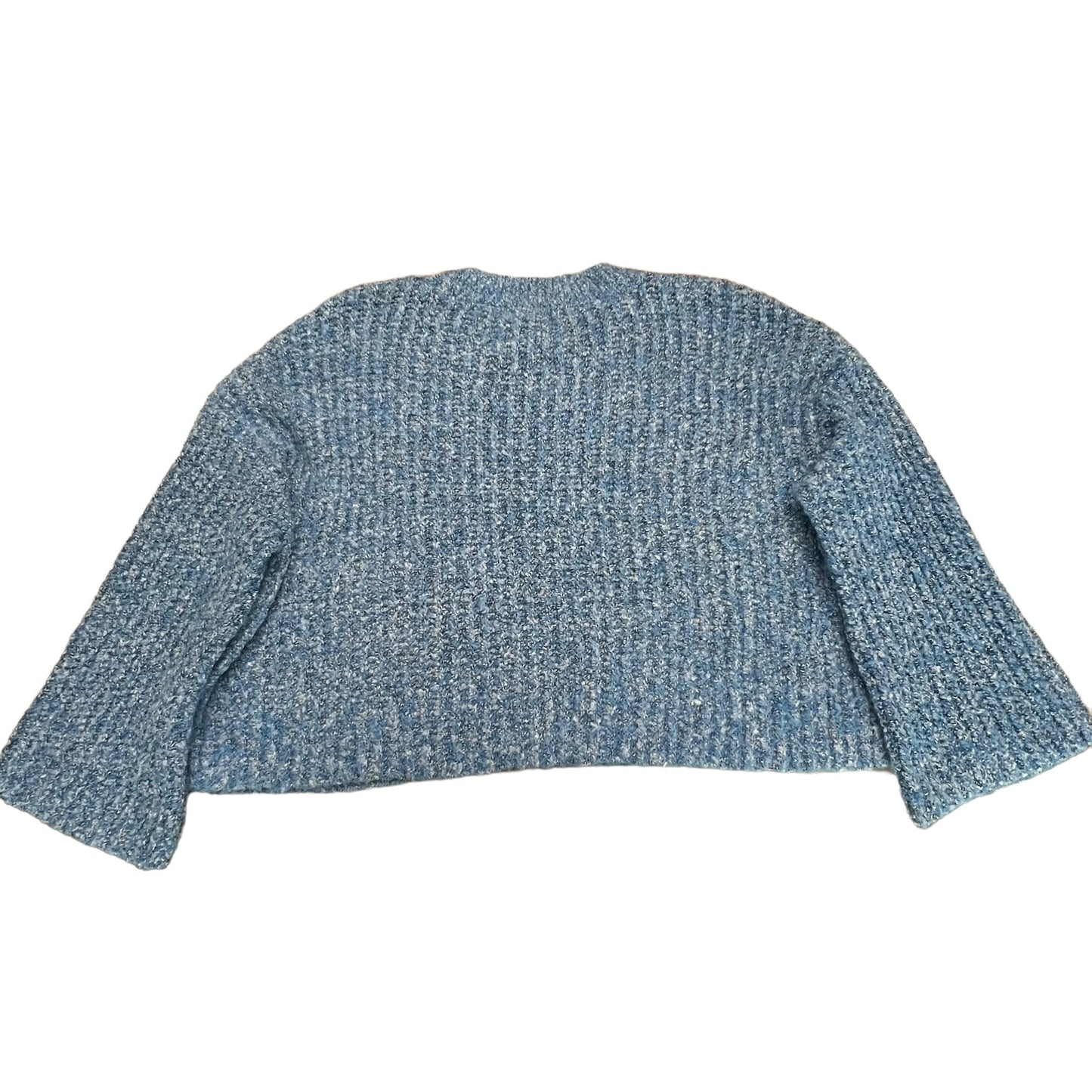 Sincerely Jules Women's Small Dusty Blue Crewneck Textured Knit Cropped Sweater