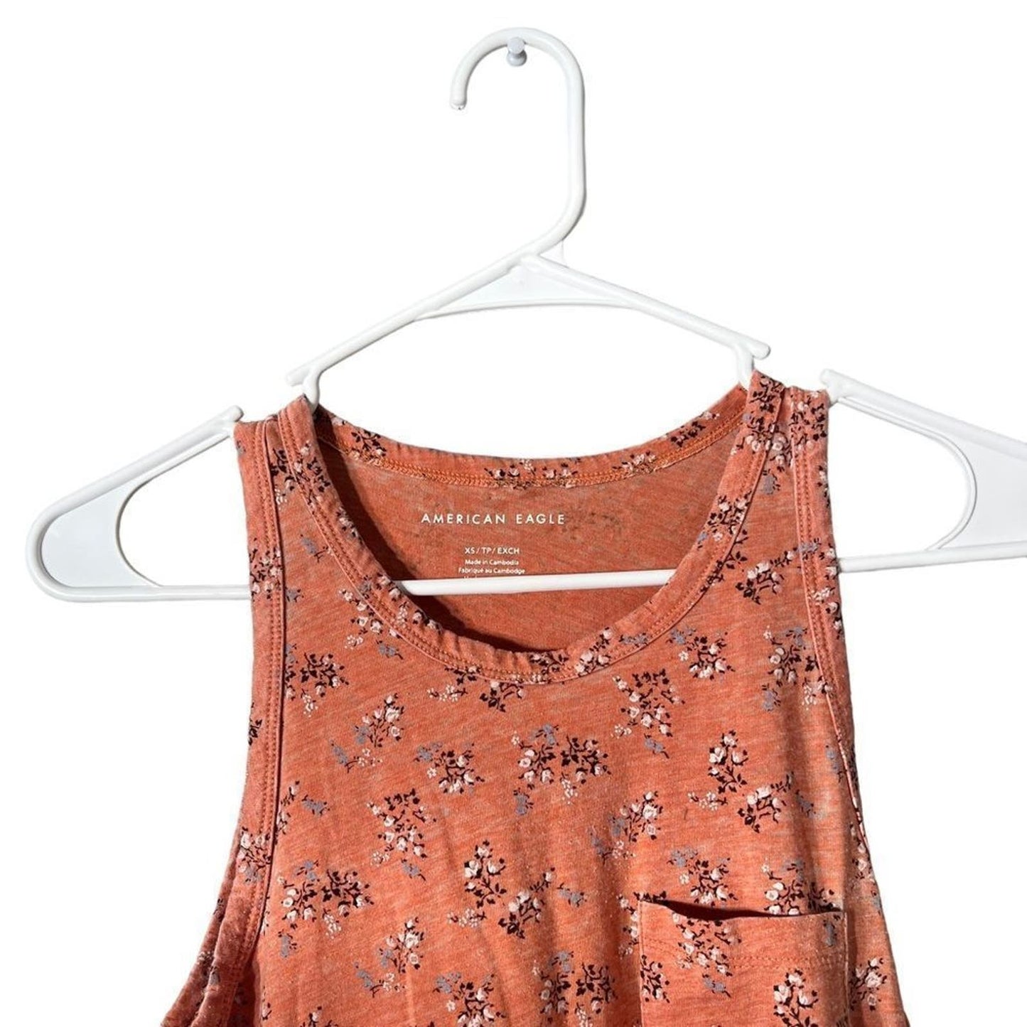 American Eagle Salmon Orange Ditsy Floral Sleeveless Flowy Tank Top Size XS