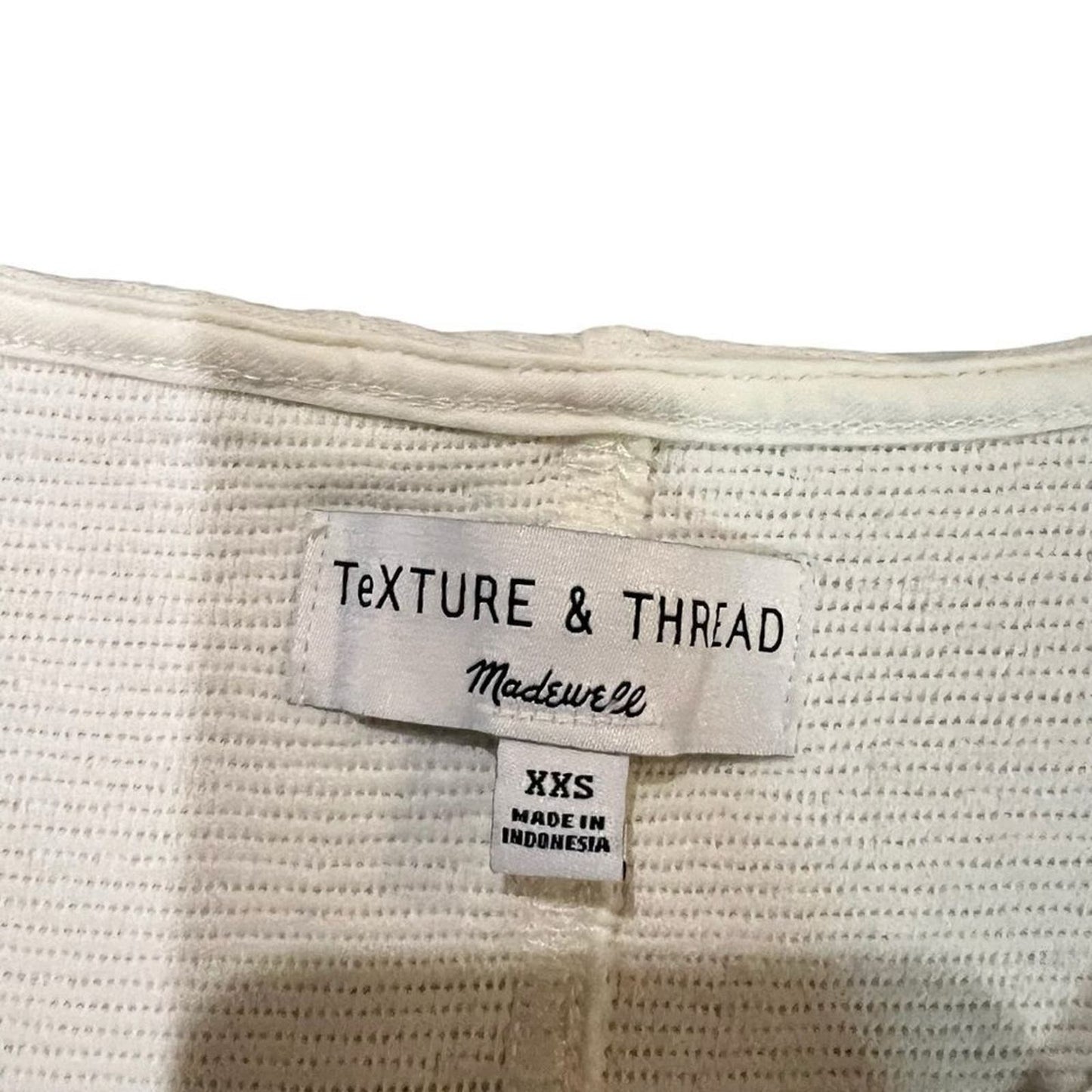 Madewell Cream Texture & Thread Tie Front Tank Top Size XXS