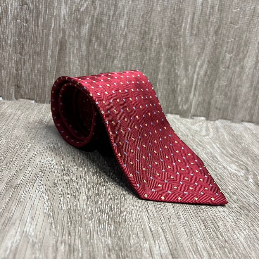 Brooks Brothers Men's Red Geometric Silk Tie Stain Resistant