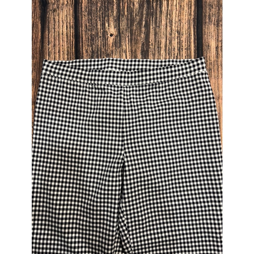 Talbots Women's Black Check Ankle Pants Size Large Casual Stretchy Fit