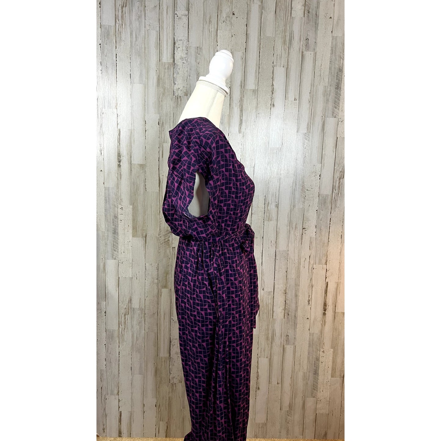 Anthropologie Maeve Geoscope Purple Print Small Short Sleeve Romper Jumpsuit XS