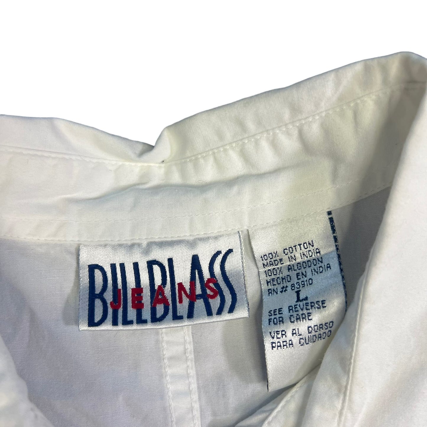 Vintage Bill Blass Jeans Women's Large White Floral Embroidered Button-Up Shirt