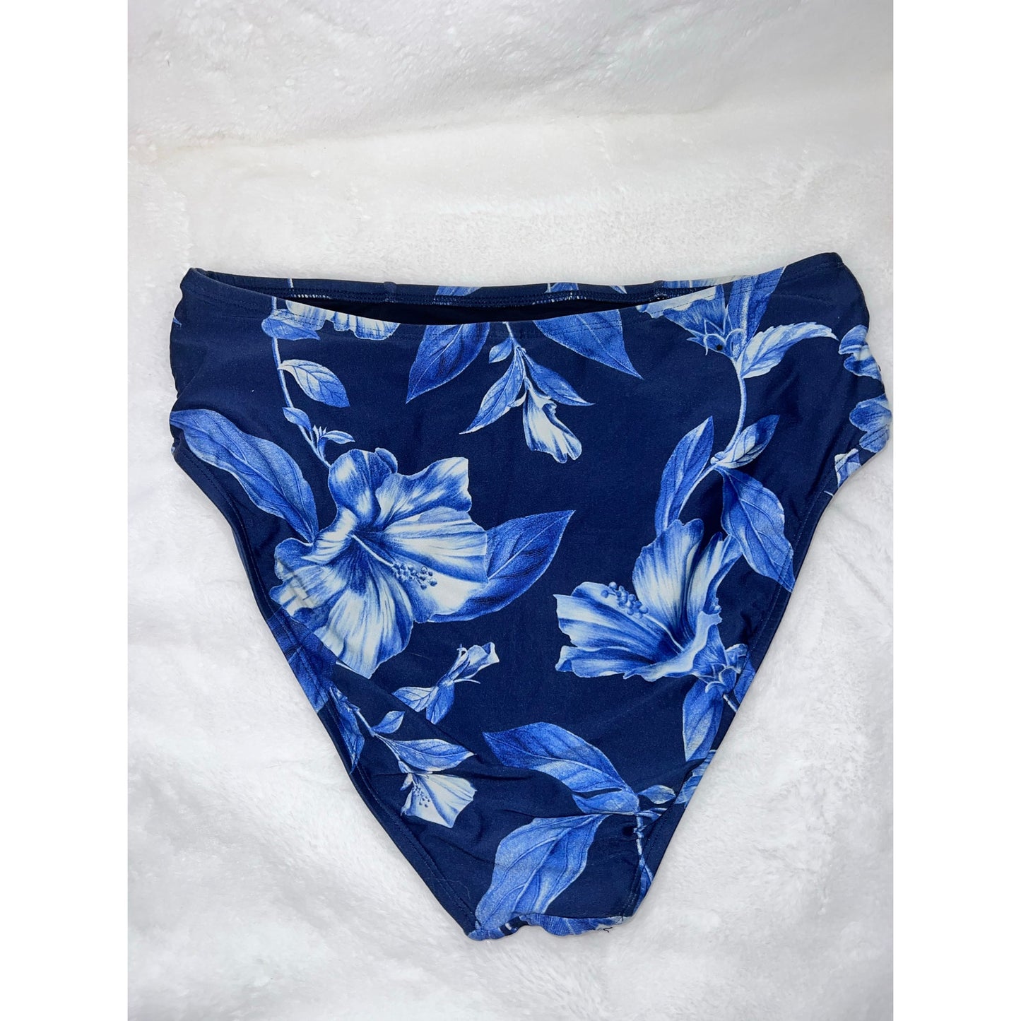 La Blanca Women's Blue Floral High Waist Shirred Bikini Bottoms Size 8