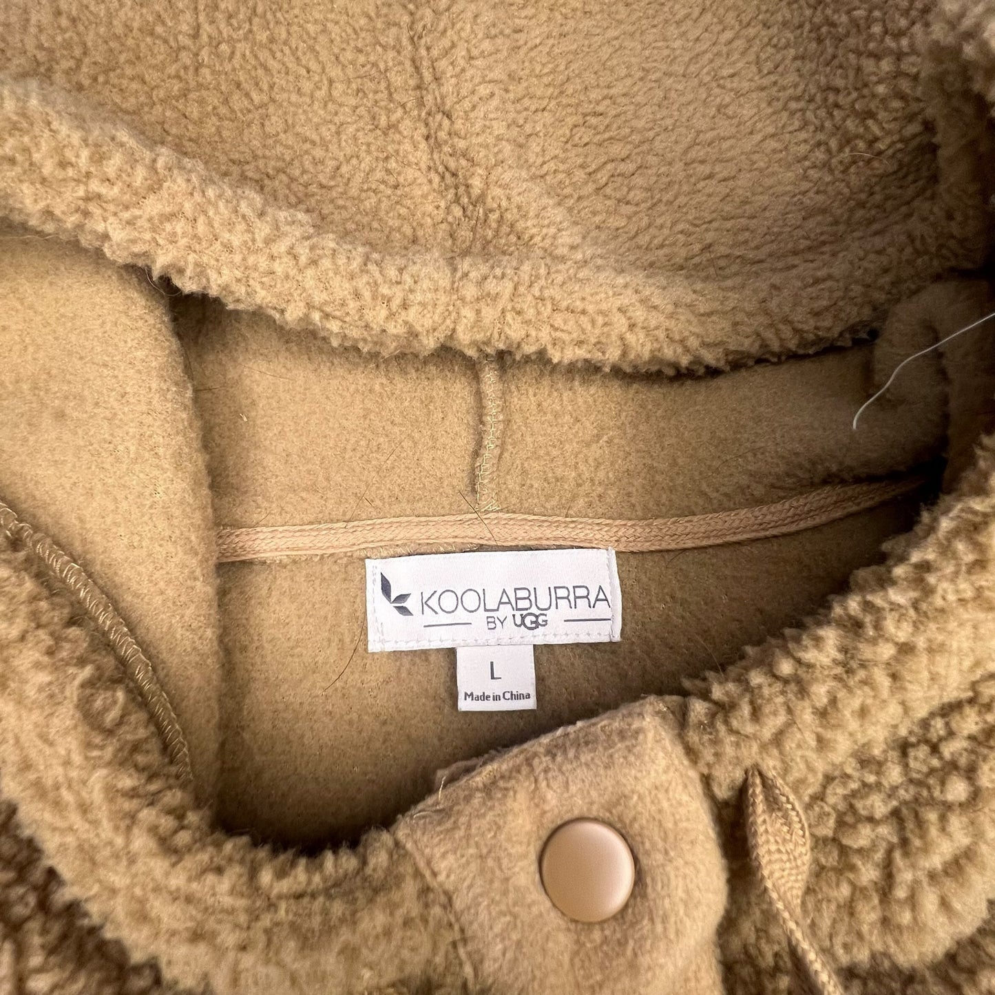 Koolaburra by UGG Women's Large Tan Sherpa Teddy Hoodie Brown Pullover