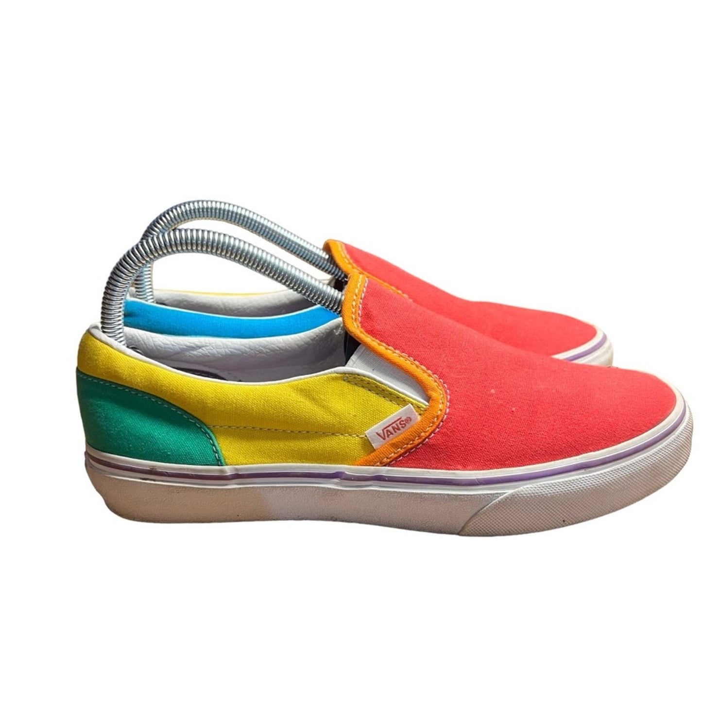 Vans Classic Slip-On Rainbow Color Block Low Top Shoes- Youth 6.5/ Women's 8.0