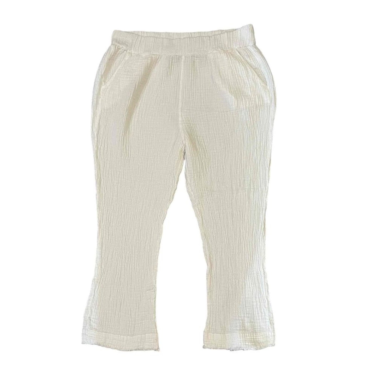 Shannon Passero Pants Womens Size Large White Gauze Pull-On Elastic Waist