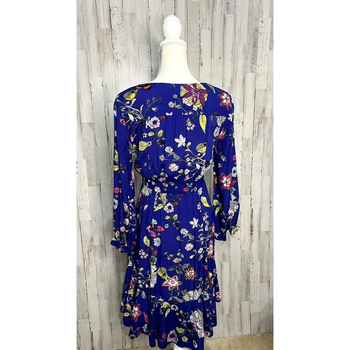 Maeve by Anthropologie Women's XS Blue Floral Long Sleeve Knee Length Dress