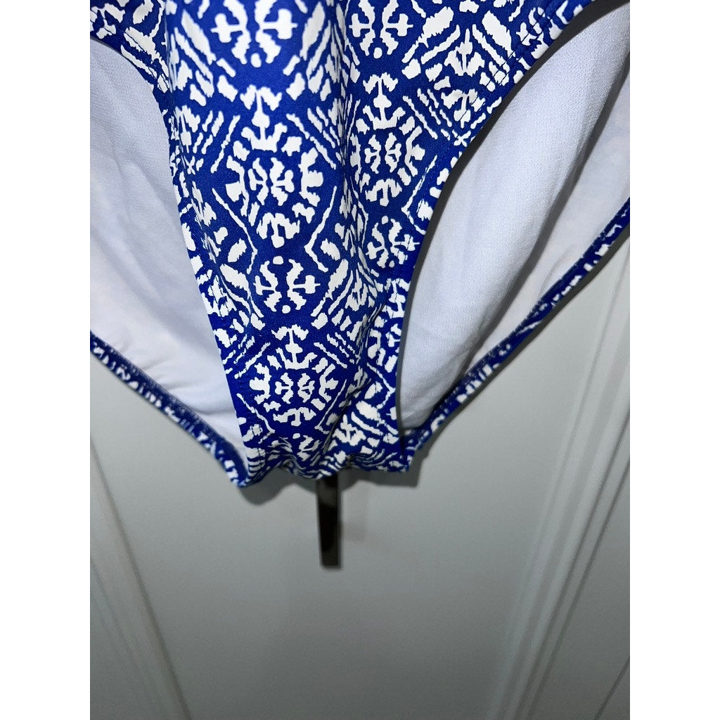 Lauren Ralph Lauren Women's Blue Print One-Piece Swimsuit Size 14
