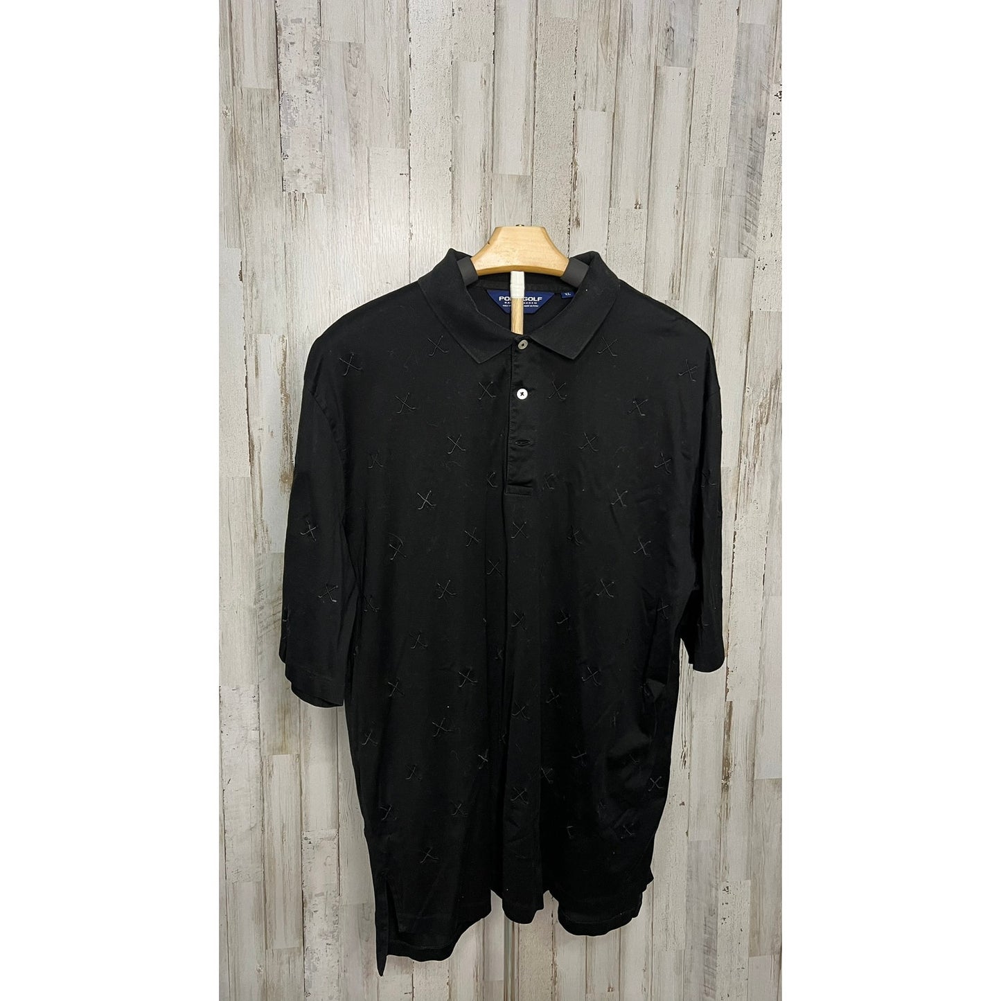 Ralph Lauren Men's XL Black Golf Club Embossed Polo Shirt Short Sleeve