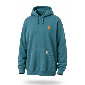 Carhartt Hoodie Mens 3XL Green Pullover Orange Sleeve Logo