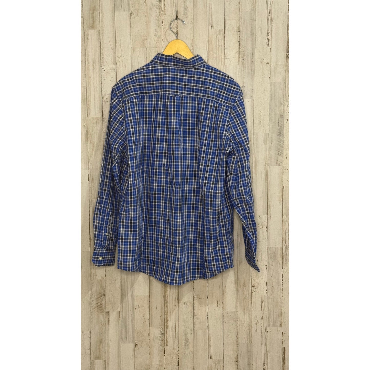 Chaps Men's Blue Plaid Long Sleeve Button-Down Shirt Size Large