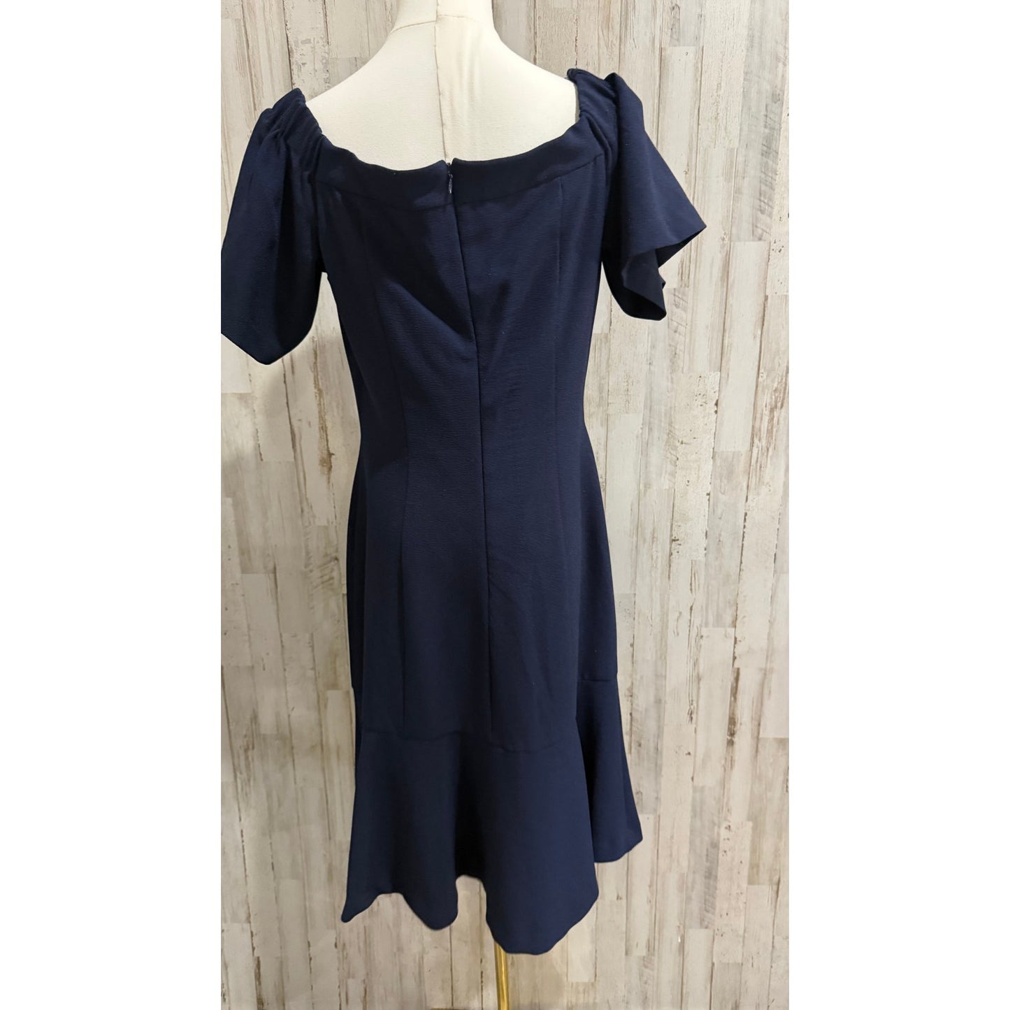 Vince Camuto Dress Womens Size 8 Navy Blue Off Shoulder Midi