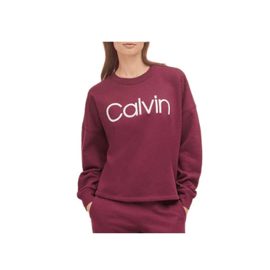 Calvin Klein Women's Medium Maroon Crewneck Long Sleeve Cotton Sweatshirt