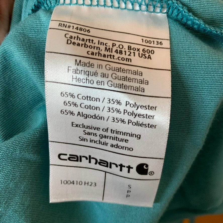 Carhartt Force T-Shirt Mens Size Small Teal Pocket Crew Neck