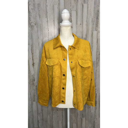 NWT Zara Women's Mustard Yellow Faux Suede Jacket Size Medium