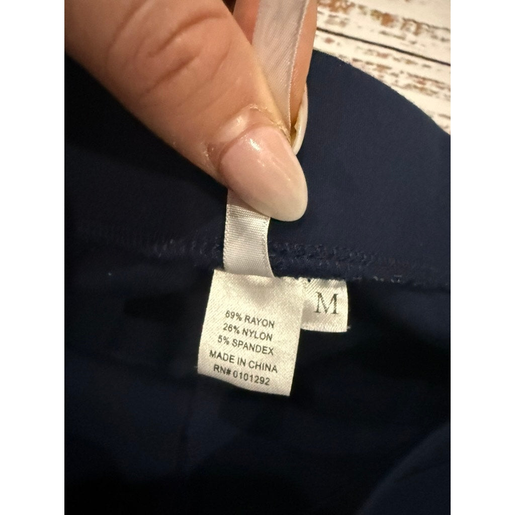 Lulu-B Women's Navy Blue Pull-On Straight Pants Size Medium Casual Stretchy