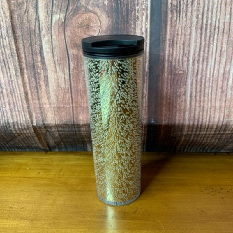 Starbucks Travel Tumbler Gold Champagne Bubbles 16 oz W/Lid