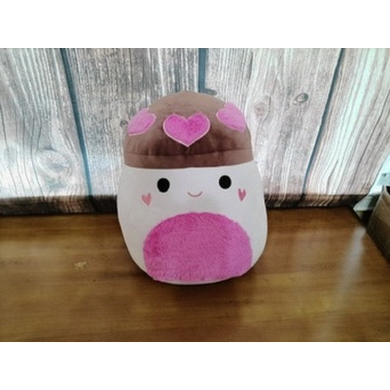 Squishmallows Solomon Mushroom Plush Brown Cap Pink Hearts Valentines Day 16"