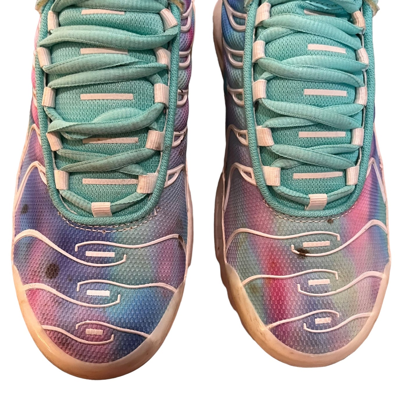 Nike Air Max Plus White & Tie Galaxy Tie Dye Sneaker Youth Size 7 / Women's 8.5