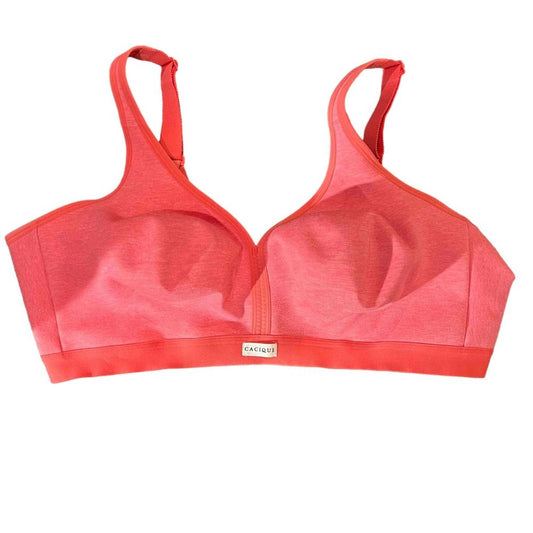 Cacique Light Support Seamless Wire-Free Coral Sports Bra Size 46DD