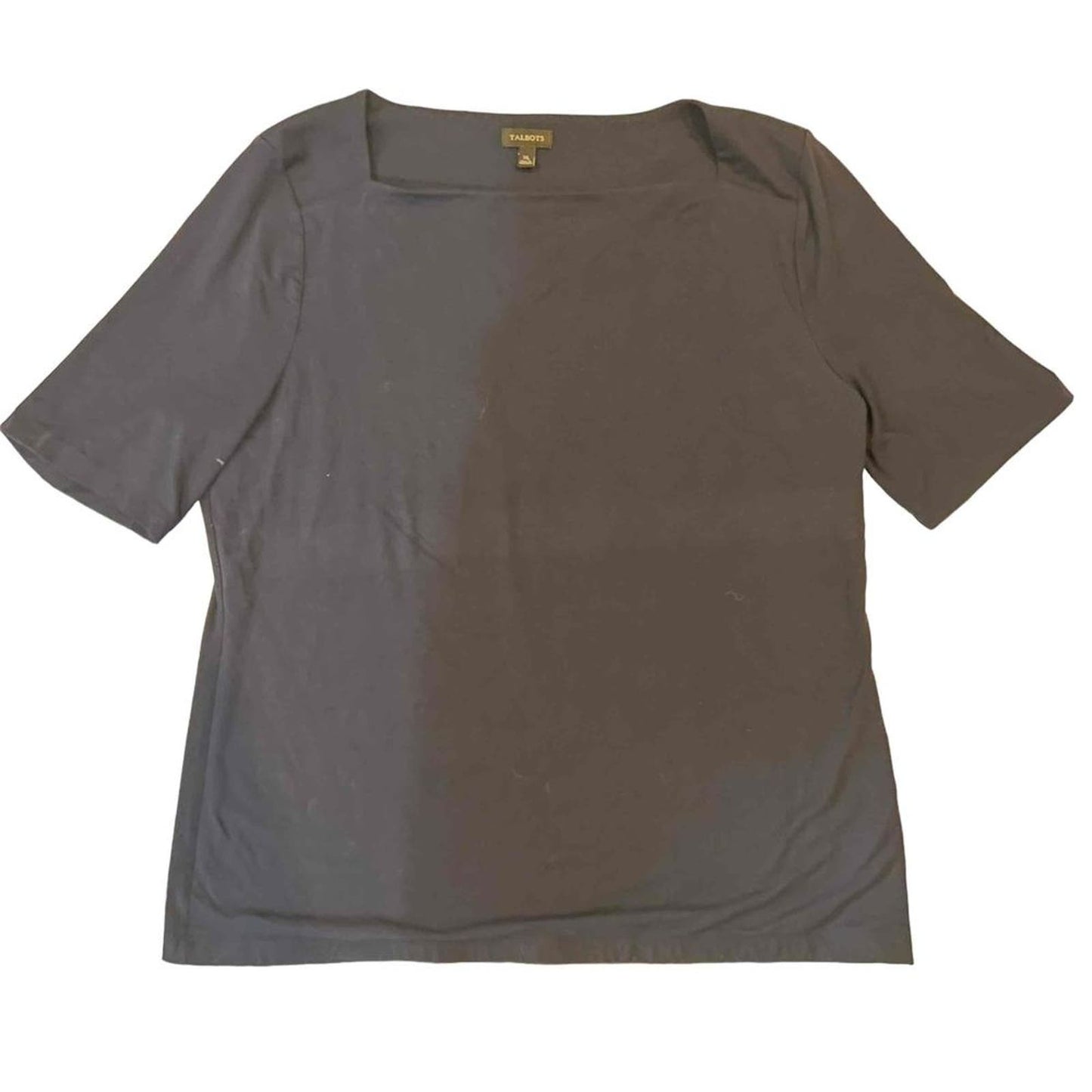 Talbots Women's XL Navy Short Sleeve Square Neck Blouse