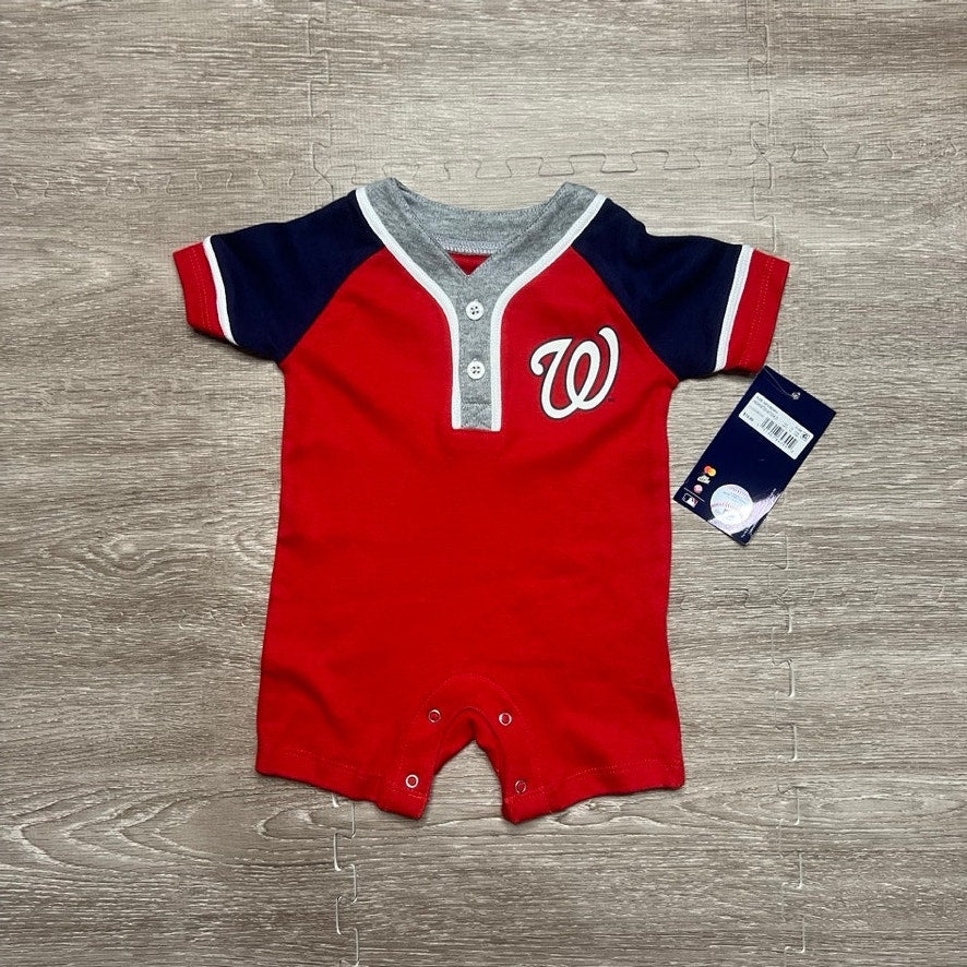 NWT Washington Nationals Baby 0/3 M Jumper Jersey Red Sports Theme Durable