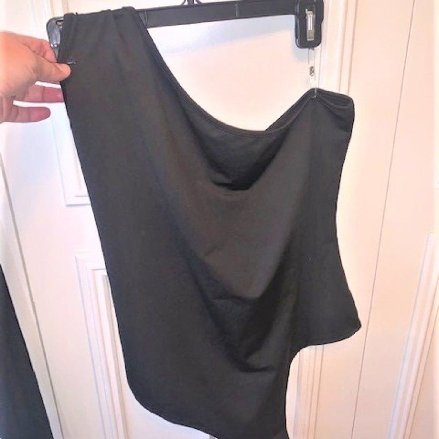 One shoulder black bodysuit 1X