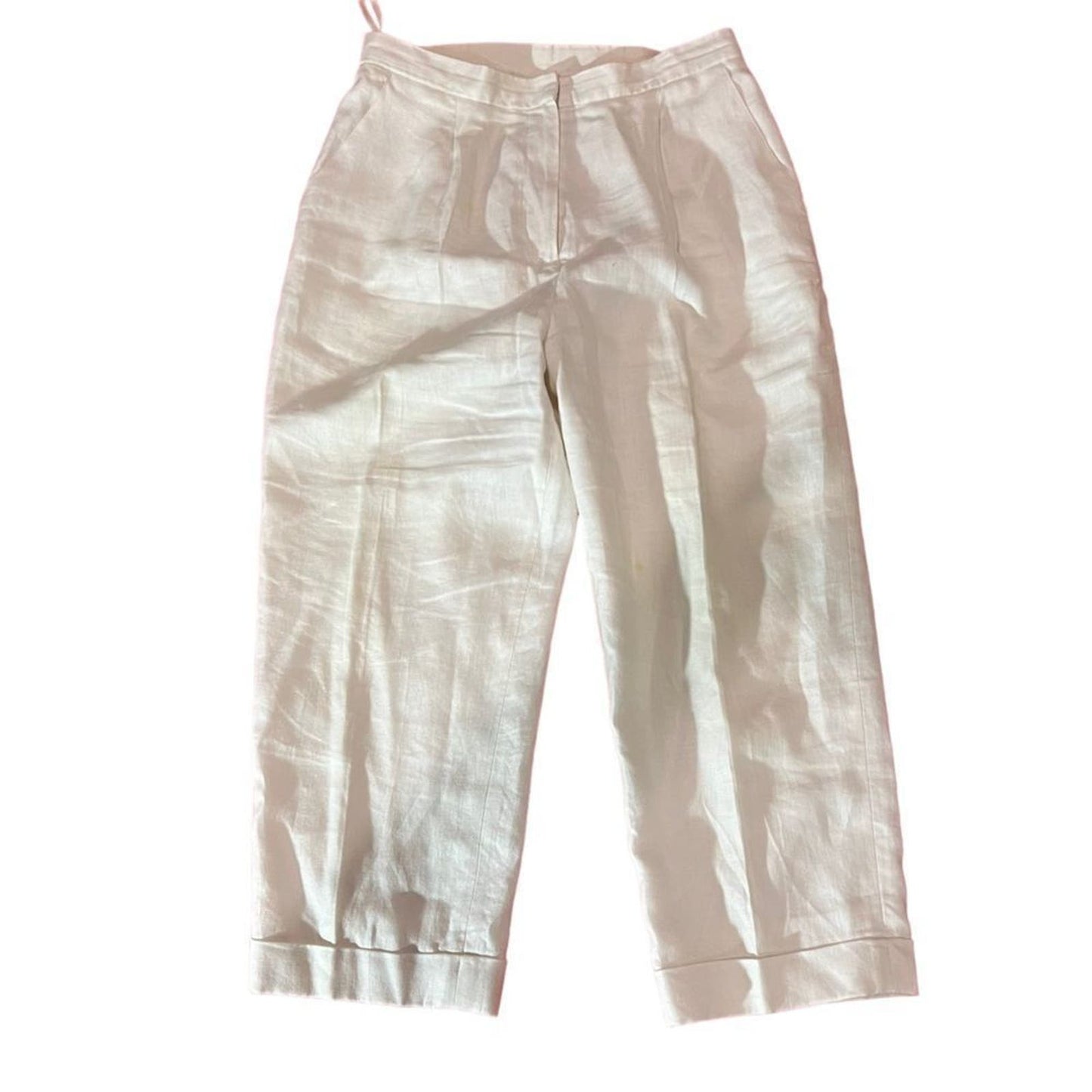 Lauren Ralph Lauren White 100% Linen Pants Size 10P