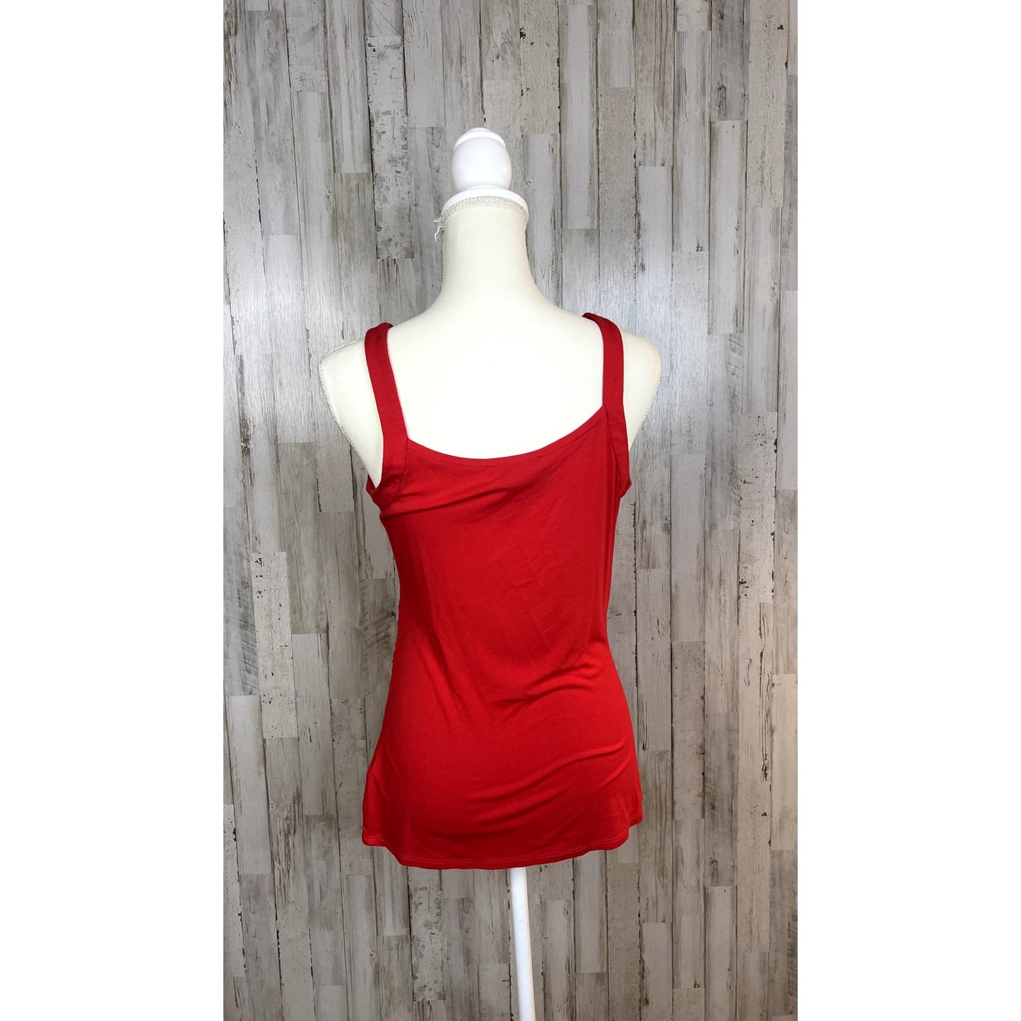 White House Black Market Women's Medium Red Lace-Trim Cami Tank Top