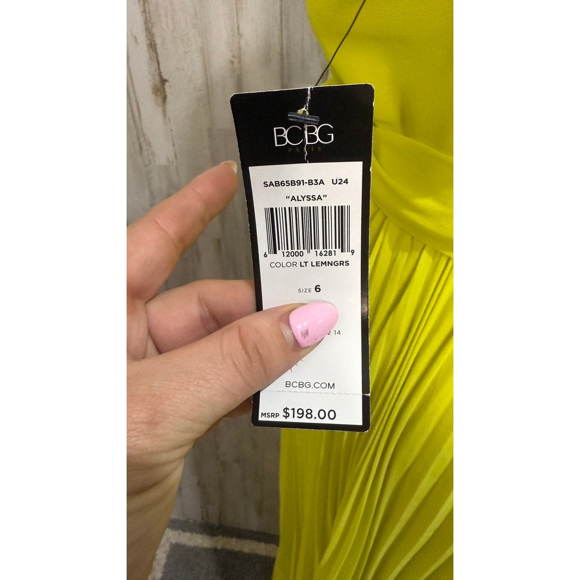 NWT BCBG Paris Alyssa Dress Women's Size 6 Yellow Pleated Hi-Low Party Dress