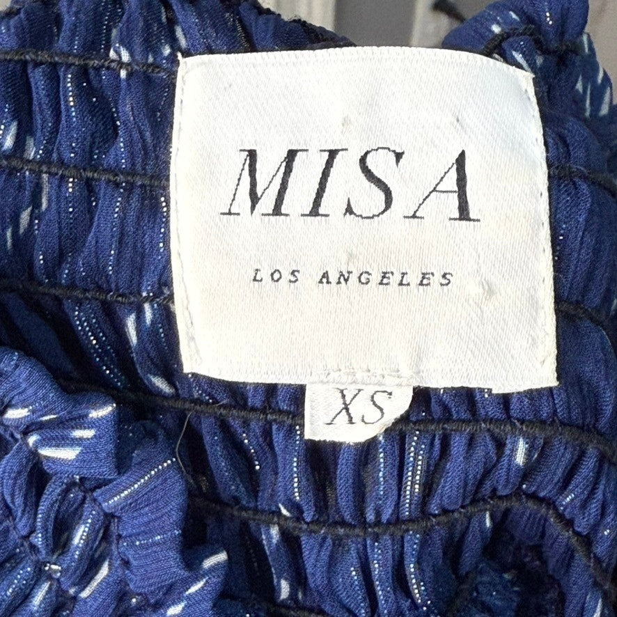 Misa Los Angeles Women's XS Blue Off Shoulder Mini Dress Long Sleeve
