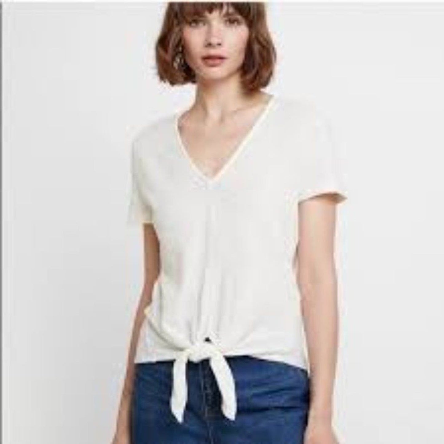 NWT Madewell Texture & Thread Tie Front Top Blouse Size XXS