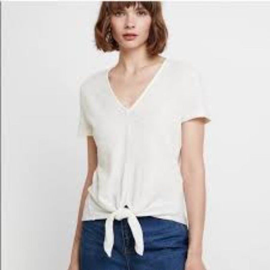 NWT Madewell Texture & Thread Tie Front Top Blouse Size XXS