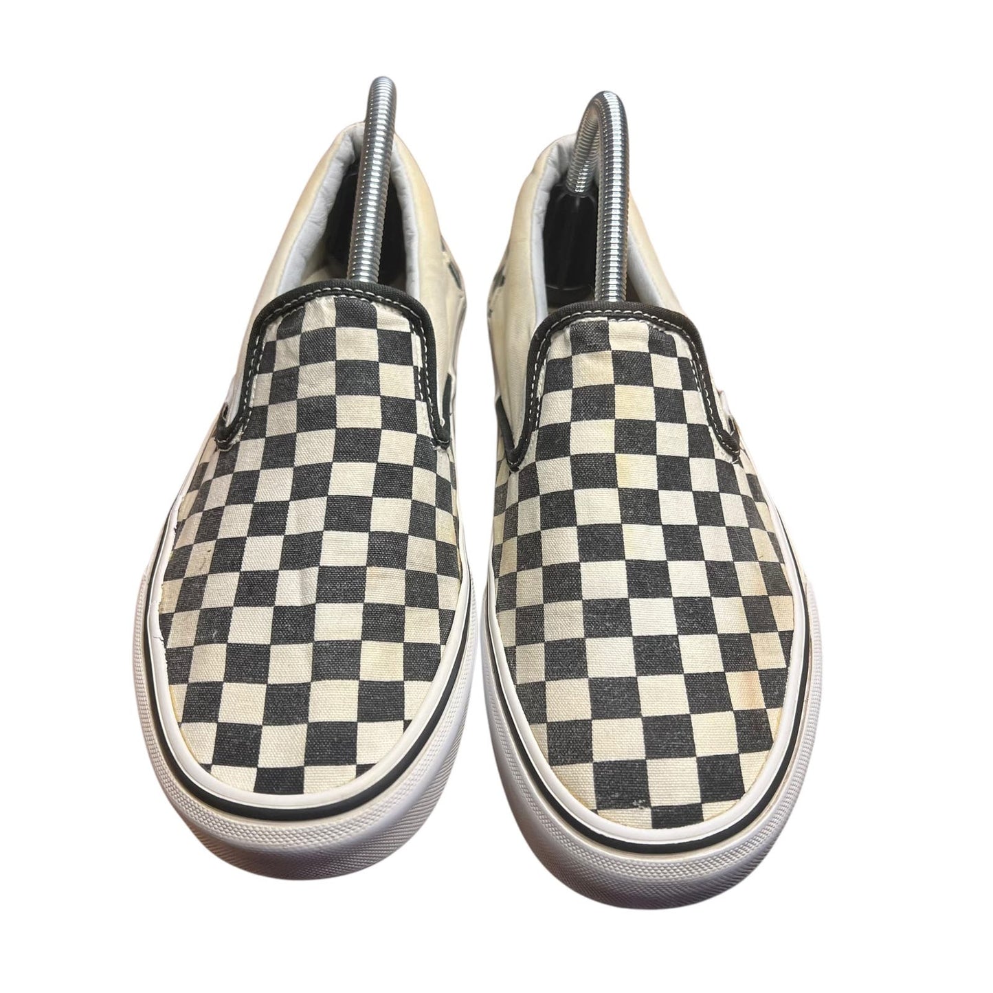 Vans Classic Checkerboard Slip-on Unisex Black/White Canvas Sneakers M8.0/W9.5