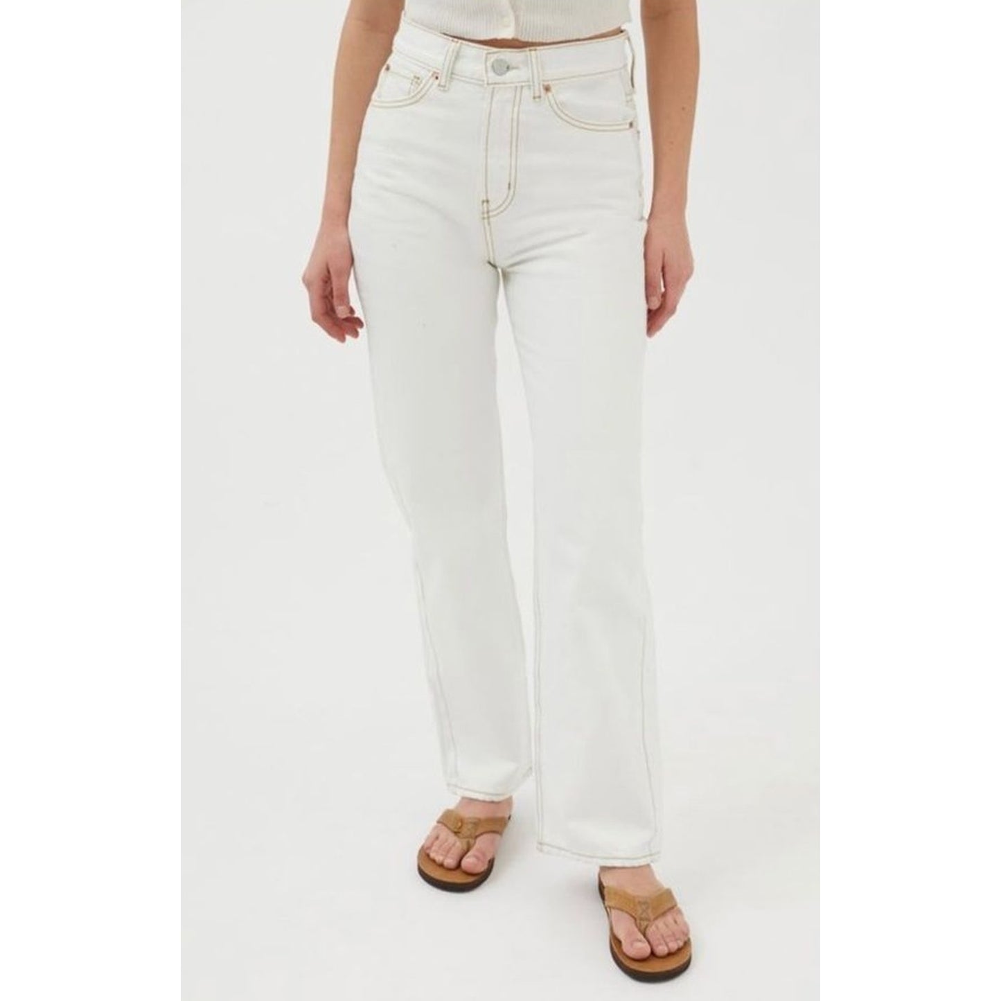BDG Urban Outfitters Jeans Womens 24 White Slim Straight Raw Hem Frayed