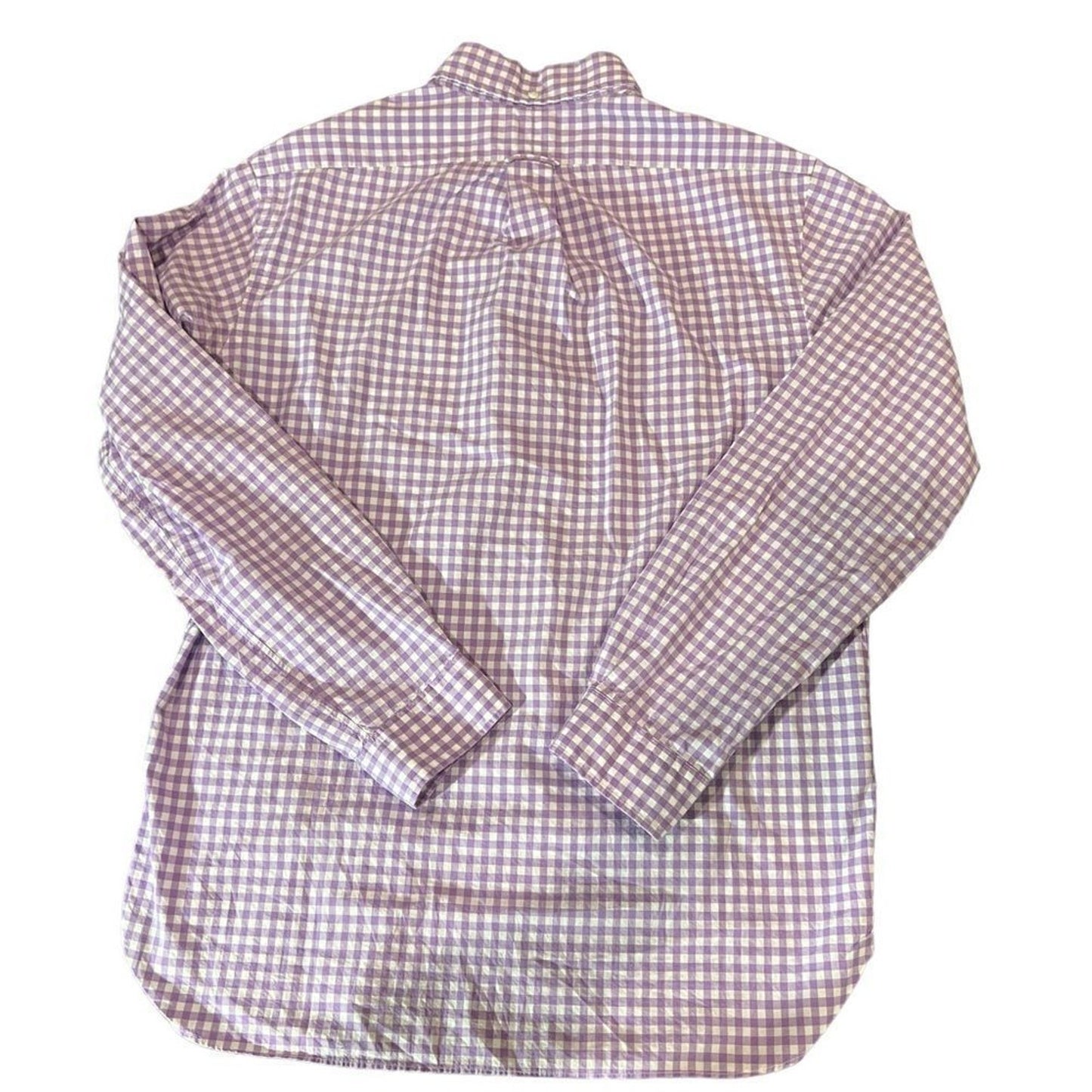 Ralph Lauren Button-Down Shirt Mens Size Large Purple White Gingham Check LS