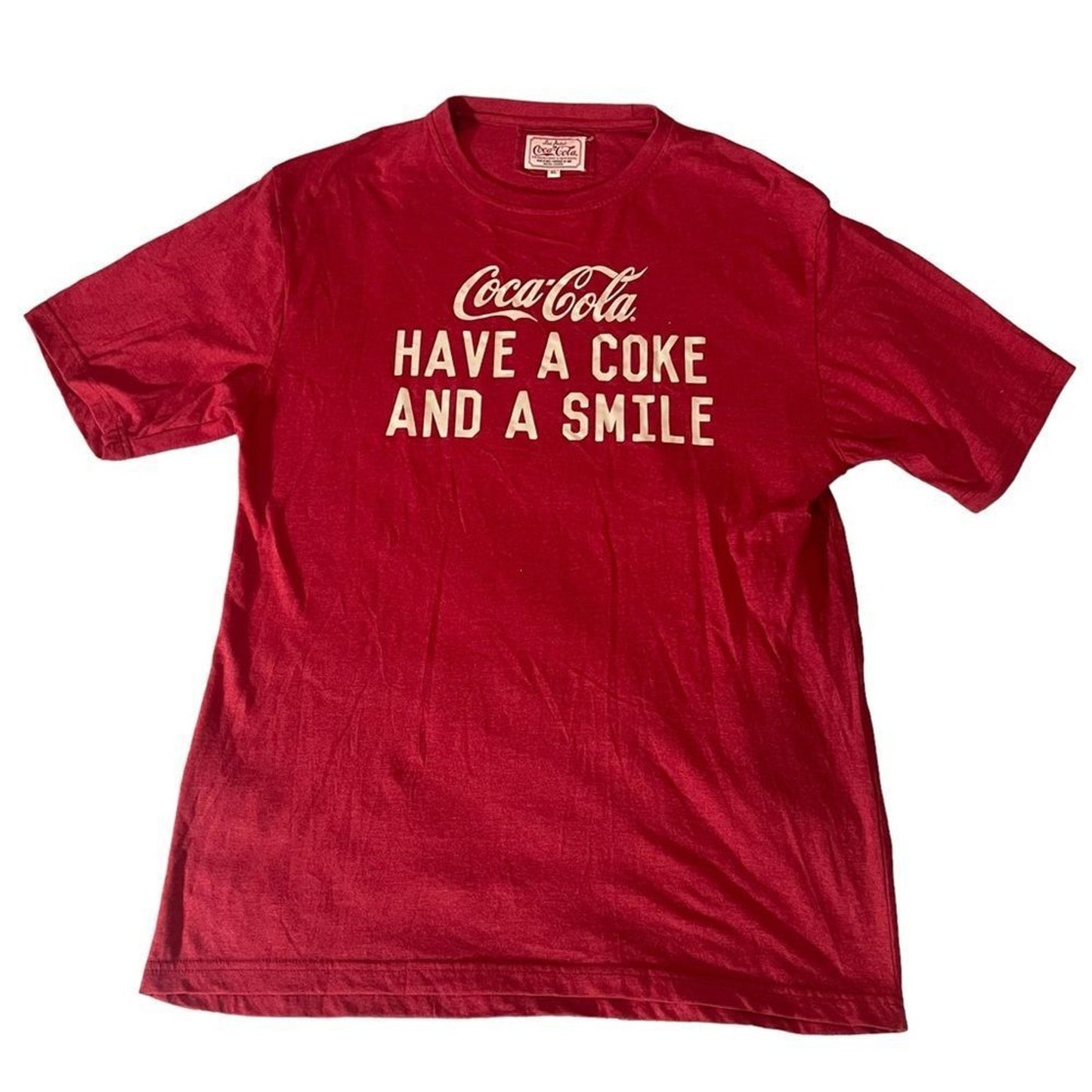 Coca-Cola T-Shirt Mens XL Red Graphic Logo Slogan Have a Coke and a Smile