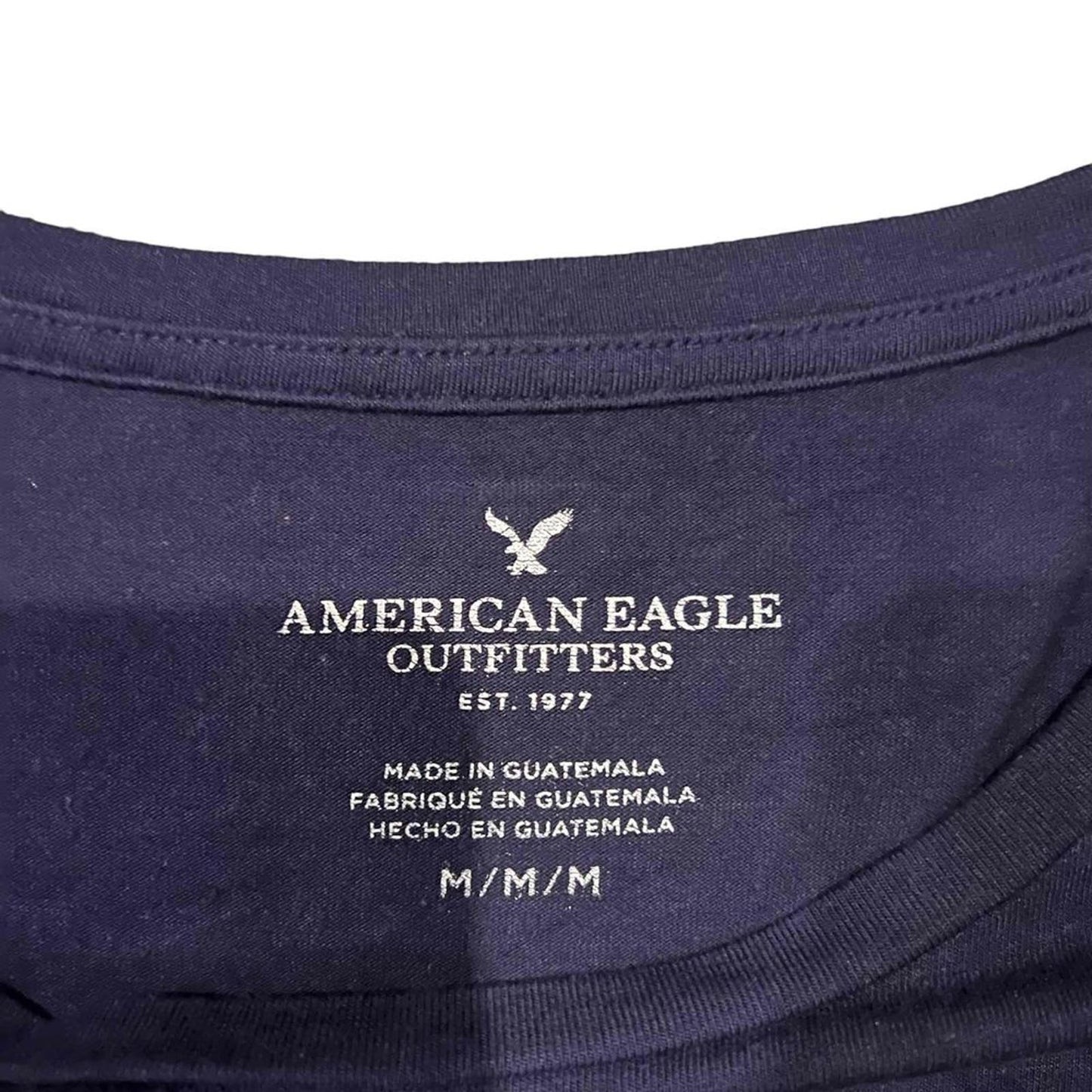 American Eagle Navy Blue Short Sleeve Crew Neck Crop Top T-Shirt Size Medium