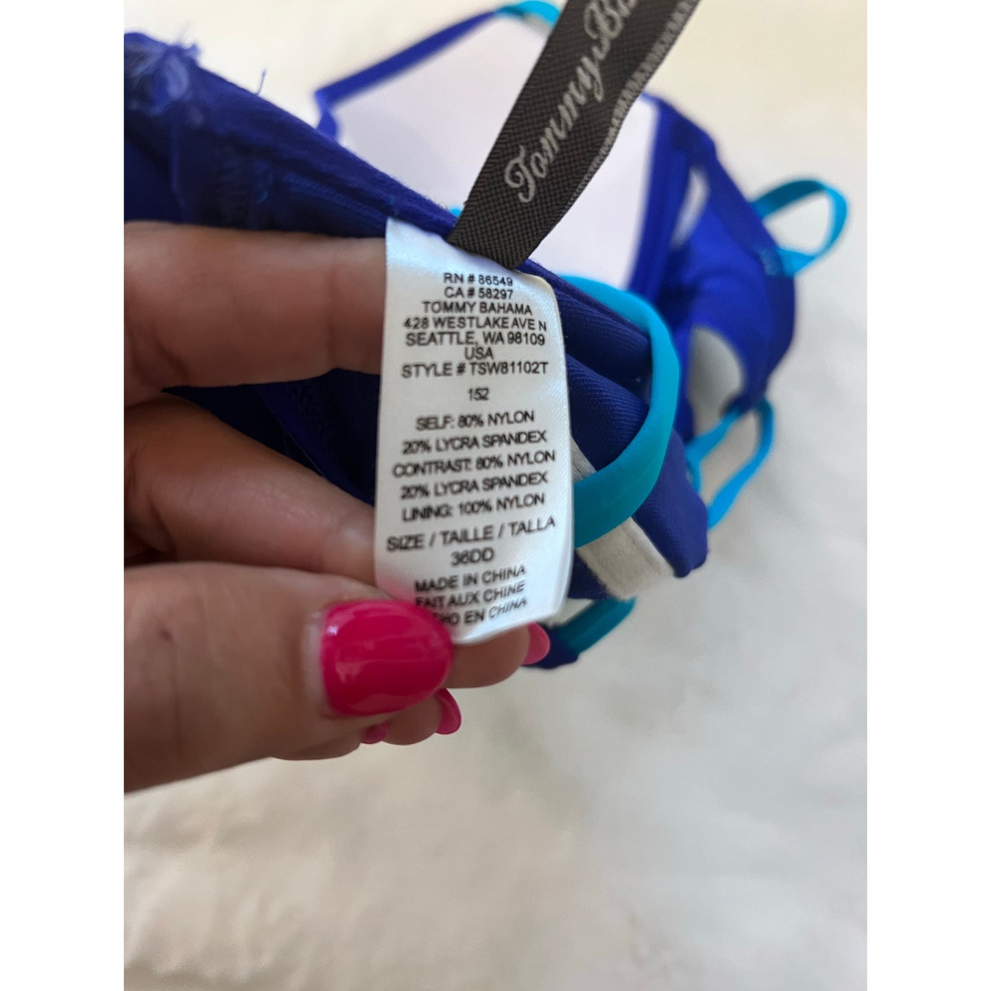 Tommy Bahama Women's Colorblock Underwire Bikini Top Size 36D