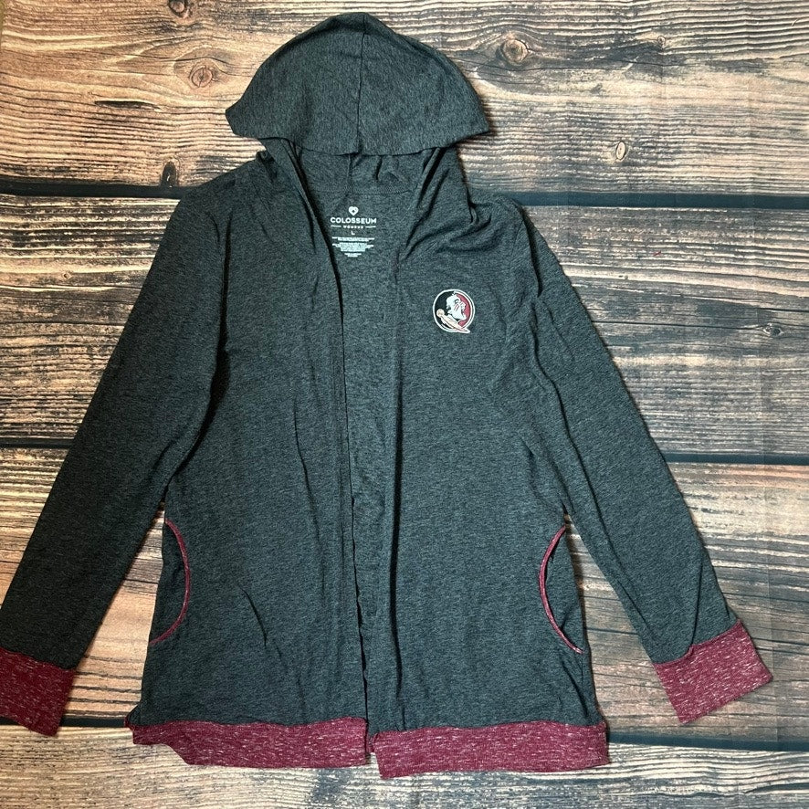 Colosseum Women's Large Gray Florida State FSU Seminoles Hooded Coatigan