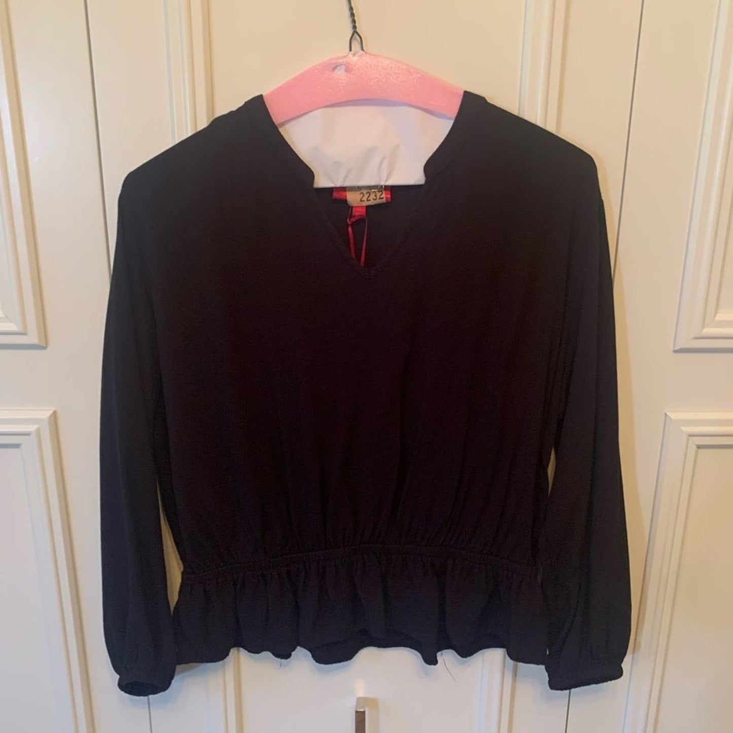 Jennifer Lopez black long sleeve blouse M