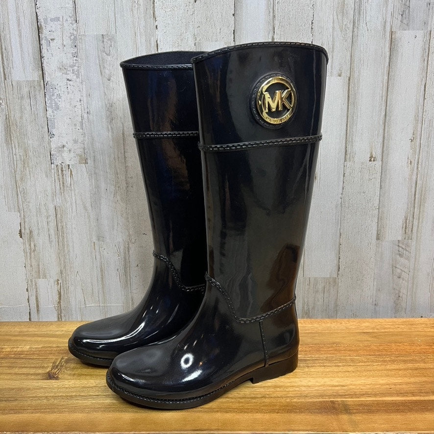 Michael Kors Women's Size 7 Stockard Tall Gloss Black Knee-High Rain Boots